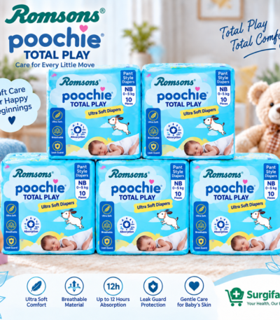 Romsons Poochie Newborn Baby Diapers NB 10 Pieces