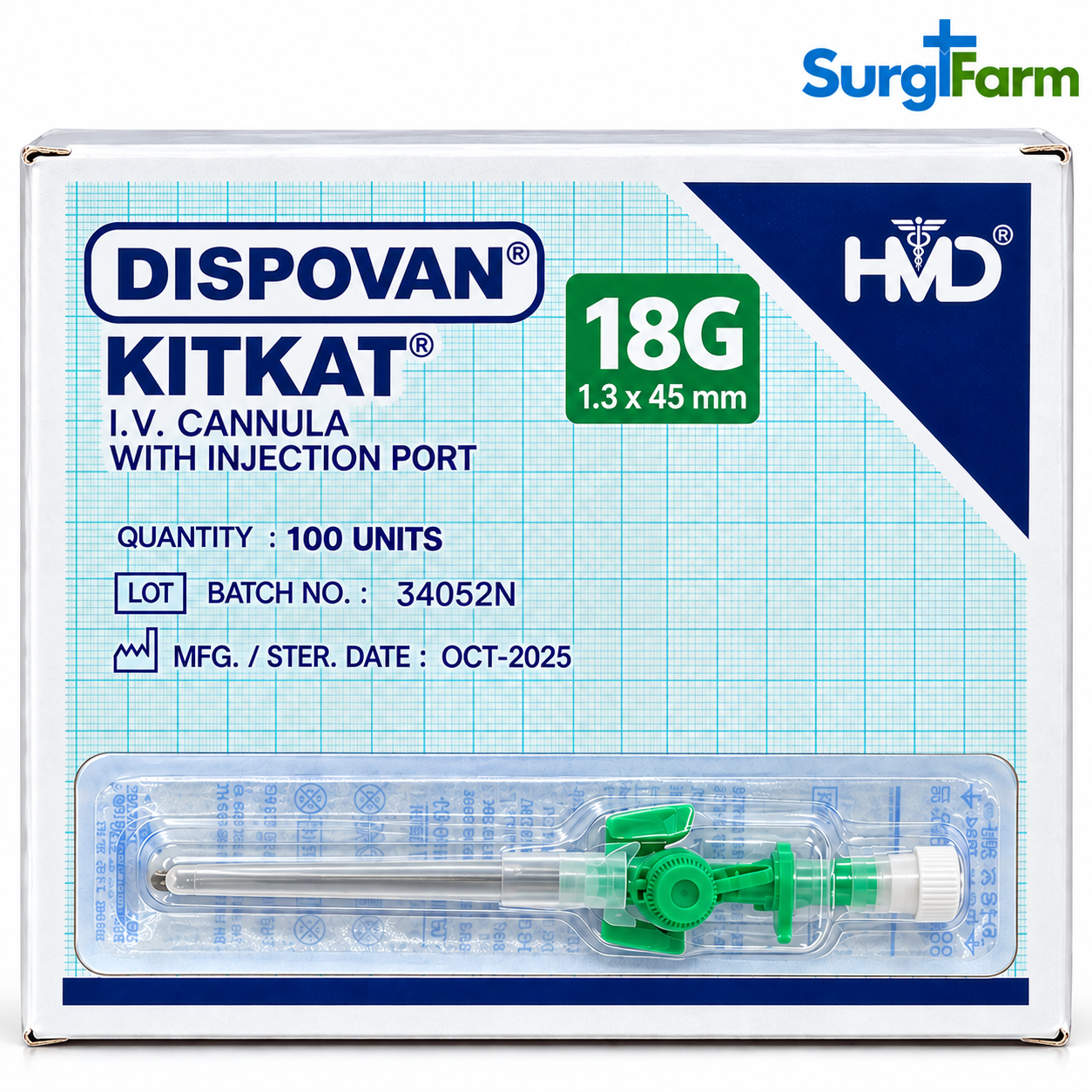 DISPOVAN KITKAT IV Cannula Packaging (1) KitKat 18G IV Cannula