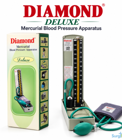 Diamond Mercury Deluxe BP Machine with mercury column, cuff and rubber inflation bulb