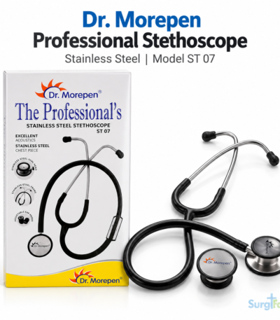 Dr. Morepen ST-07A Stethoscope with stainless-steel chestpiece and PVC tubing