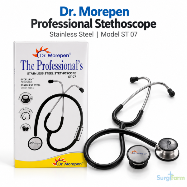 Dr. Morepen ST-07A Stethoscope with stainless-steel chestpiece and PVC tubing
