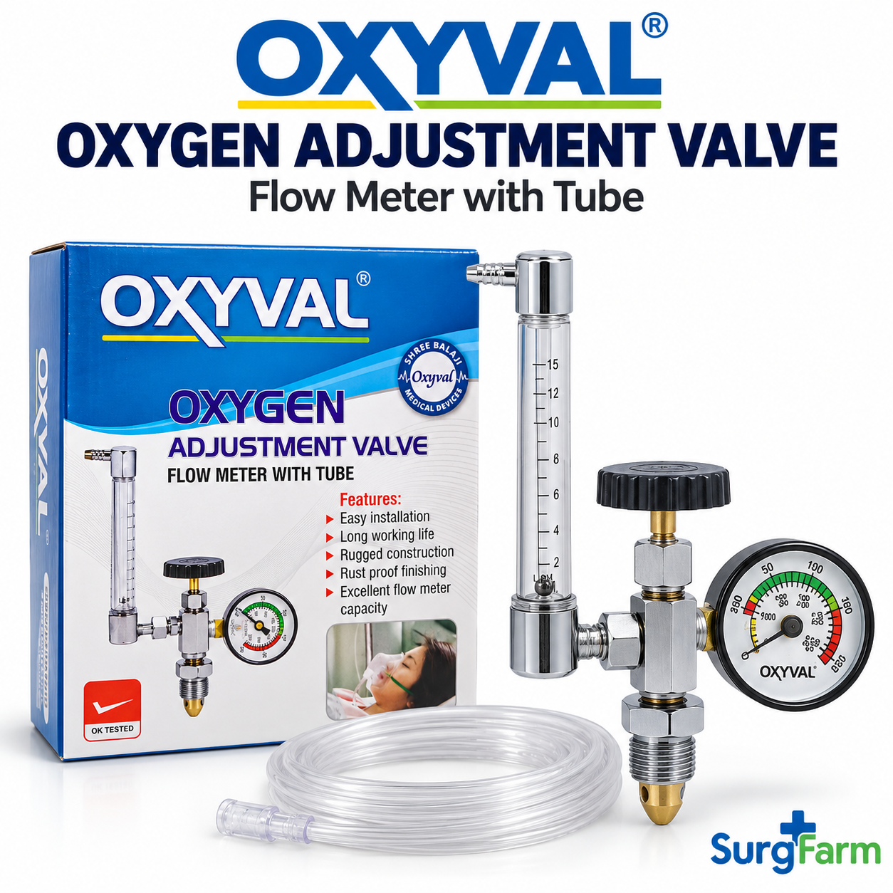 Oxyval Oxygen Adjustment Valve Kit Oxygen Flowmeter - Image 1
