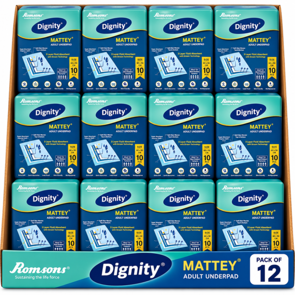 Dignity Mattey Underpads 60 × 90 cm disposable absorbent bed protector pack