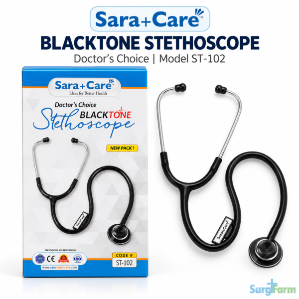 Sara+Care Stethoscope Deluxe with dual chest piece and rubber tubing