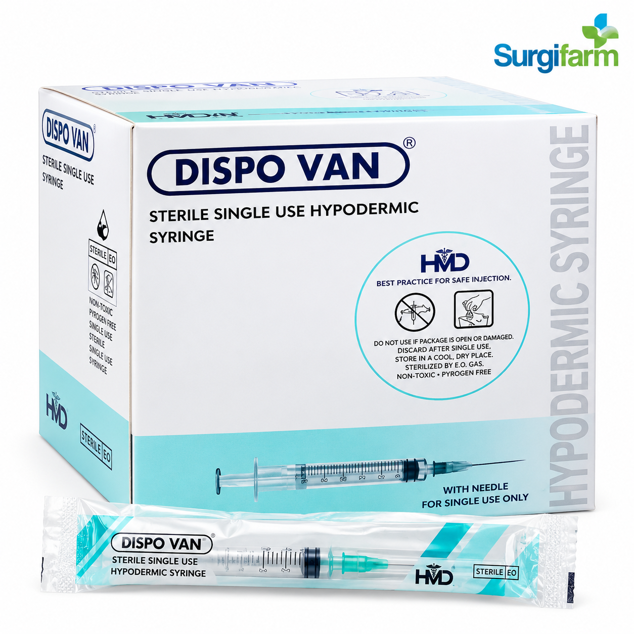 Sterile syringe box and packaged syringe Dispovan 5 ml Disposable Syringe