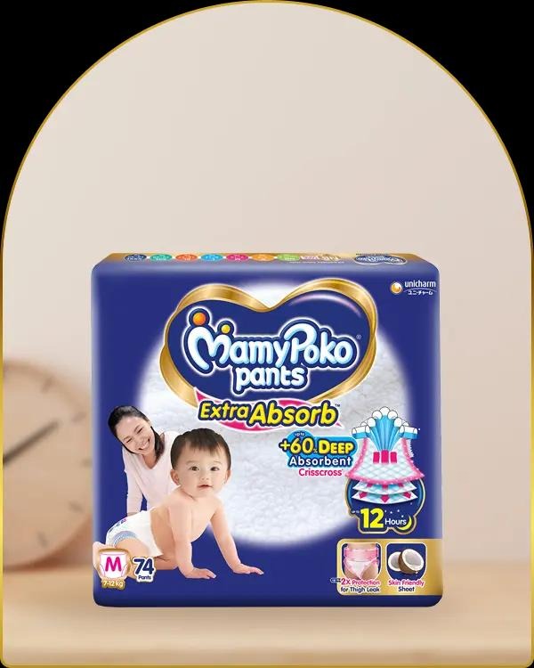 MamyPoko Pants Extra Absorb M 74 Pieces MamyPoko Pants Extra Absorb Medium